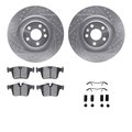 Dynamic Friction Co 7512-27305, Rotors-Drilled and Slotted-Silver w/ 5000 Advanced Brake Pads incl. Hardware, Zinc Coat 7512-27305